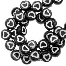 Perles Acryliques Coeur (7 x 4 mm) Black-White (350 pièces)