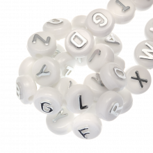 Mélange de Perles Lettres Alphabet Acryliques (10 x 6 mm) White-Silver (170 pièces)