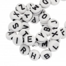 Mélange de Perles Lettres Alphabet Acryliques (7 x 4 mm) White-Black (200 pièces)