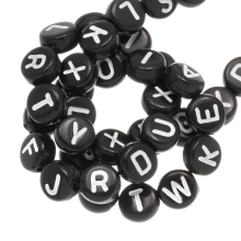 Mélange de Perles Lettres Alphabet Complet Acryliques (7 x 4 mm) Black-White (26 x 125 lettres)