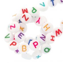 Mélange de Perles Lettres Alphabet Acryliques (7 x 4 mm) White-Mix Color (200 pièces)