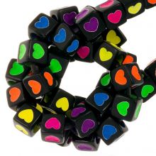 Perles Acryliques Coeur (7 x 7 mm) Black-Mix Color (100 pièces)