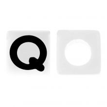 Perles Lettres Alphabet Acryliques Q (7 x 7 mm) White-Black (50 pièces)