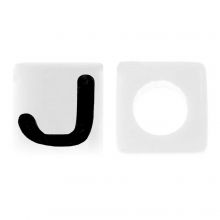 Perles Lettres Alphabet Acryliques J (7 x 7 mm) White-Black (50 pièces)