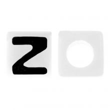 Perles Lettres Alphabet Acryliques Z (7 x 7 mm) White-Black (50 pièces)