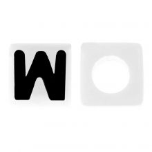 Perles Lettres Alphabet Acryliques W (7 x 7 mm) White-Black (50 pièces)