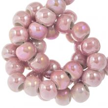 Perles en Céramique Aspect Nacre (7 x 5 mm) Pink (25 pièces)