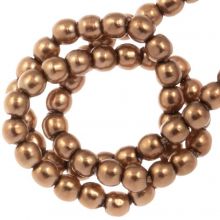 Perles en Verre Cirées Tchèques (2 mm) Shiny Antique Bronze Gold (150 pièces)