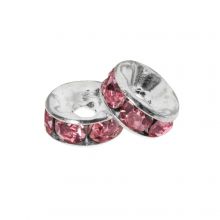 Perles Intercalaires Rondelles Strass (4 x 2 mm) Pink (10 pièces)