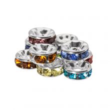 Perles Intercalaires Rondelles Strass (4 x 2 mm) Mix Color (10 pièces)