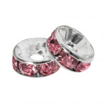 Perles Rondelles Strass (6 x 3 mm) Pink (10 pièces)