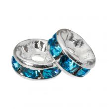 Perles Intercalaires Rondelles Strass (6 x 3 mm) Blue (10 pièces)