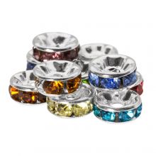 Perles Intercalaires Rondelles Strass (6 x 3 mm) Mix Color (10 pièces)