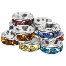 Perles Intercalaires Rondelles Strass (8 x 4 mm) Mix Color (10 pièces)