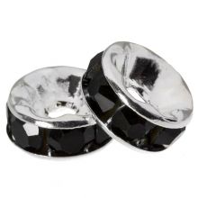 Perles Intercalaires Rondelles Strass (8 x 4 mm) Black (10 pièces)