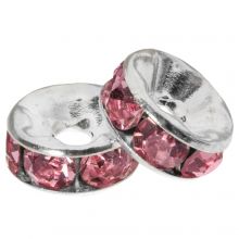 Perles Rondelles Strass (8 x 4 mm) Pink (10 pièces)