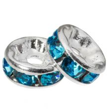 Perles Intercalaires Rondelles Strass (8 x 4 mm) Blue (10 pièces)