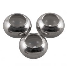 Perles Métalliques avec intérieur en Caoutchouc (7 x 4 mm) Argent (5 pièces)