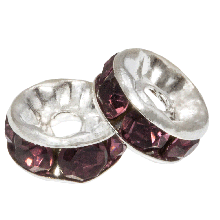 Perles Intercalaires Rondelles Strass (8x4 mm) Purple (10 pièces)