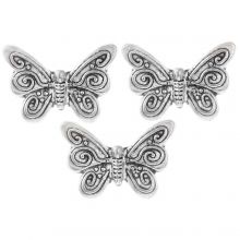 Perles en Métal Papillon (12.5 x 17 x 3 mm) Argent Antique (5 pièces) 
