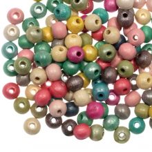 Perles En Bois Look Métallique Look (7 - 8 mm) Mix Color (100 pièces)