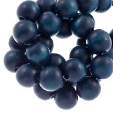 perles en bois petrol bleu coulour intense 16 mm