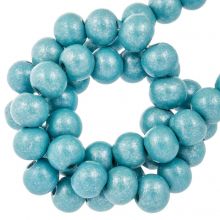 aqua blue metallic perles en bois 8 mm 