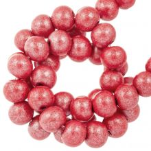 perles en bois metallique look red coulour 