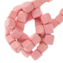 Perles en Bois Look Vintage Cube (6.5 x 6 mm) Candy Pink (63 pièces)