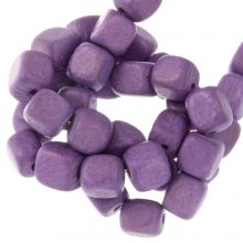 Perles en Bois Look Vintage Cube (6.5 x 6 mm) Chalk Violet (63 pièces)