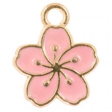 Breloque Émaillée Fleur (14.5 x 12 x 1.5 mm) Pink (5 pièces)