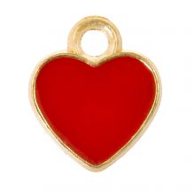 Breloque Émaillée Coeur(12 x 10 x 2 mm) Red (5 pièces)