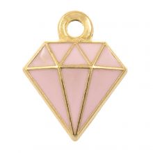 Breloque Émaillée Diamant (15 x 11 x 2.5 mm) Pink (5 pièces)