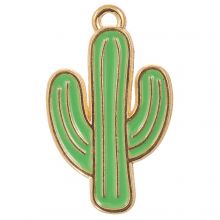 Breloque Émaillée Cactus (26 x 15 x 1 mm) Green (5 pièces)