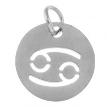 Pendentif Signe du Zodiaque Cancer Acier Inoxydable (12 mm) Argent Antique (1 pièce)