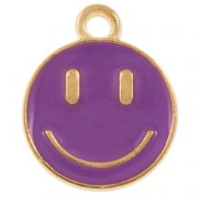 Breloque Émaillée Smiley (14.5 x 12 x 1.5 mm) Purple (5 pièces)