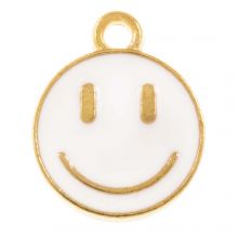 Breloque Émaillée Smiley (14.5 x 12 x 1.5 mm) White (5 pièces)