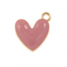Pendentif Émaillé Coeur (17 x 13,5 x 3 mm) Rose Brown (5 pièces)