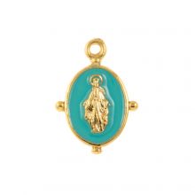 Breloque Émaillée Maria  (19 x 13 x 2 mm) Cyan (1 pièce)
