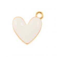 Pendentif Émaillé Coeur (17 x 13,5 x 3 mm) White (5 pièces)