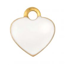 Breloque Émaillée Coeur (10 x 9 x 2 mm) White (10 pièces)