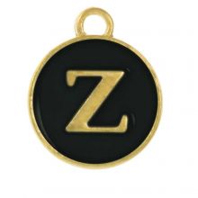 Breloque Lettre Alphabet Z Émaillée (14 x 12 x 2 mm) Black (1 pièce)