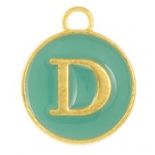 Breloque Lettre Alphabet D Émaillée (14 x 12 x 2 mm) Turquoise (1 pièce)