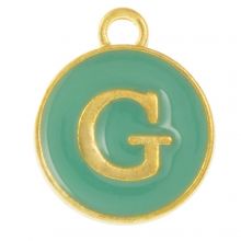 Breloque Lettre Alphabet G Émaillée (14 x 12 x 2 mm) Turquoise (1 pièce)