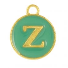 Breloque Lettre Alphabet Z Émaillée (14 x 12 x 2 mm) Turquoise (1 pièce)