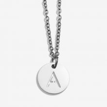 Collier Acier Inoxydable Lettre A (45 cm) Argent Antique (1 pièce)