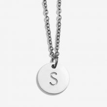 Collier Acier Inoxydable Lettre S (45 cm) Argent Antique (1 pièce)