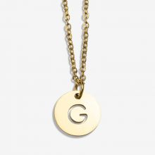 Collier Acier Inoxydable Lettre G (45 cm) Or (1 pièce)