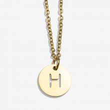 Collier Acier Inoxydable Lettre H (45 cm) Or (1 pièce)