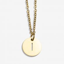 Collier Acier Inoxydable Lettre I (45 cm) Or (1 pièce)